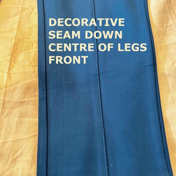 NEW PHOTOS! LEGGINGS, PLEATHER ACCENTS, SCARABE BLUE, SZ 26, VISCOSE NYLON, FAUX - Picture 12 of 13